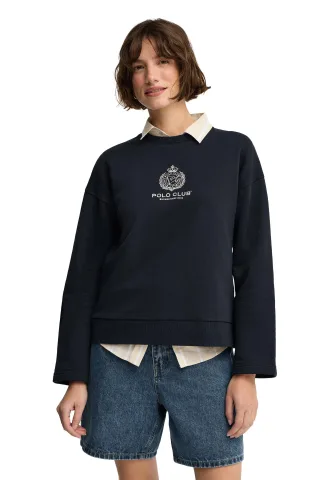 Sweatshirt marineblau geradem Schnitt und maritimem Polo Club Logo