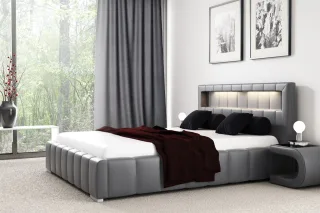Polsterbett Bett LAUGE Standart Set 140x200cm inkl.LED in div. Farbvarianten