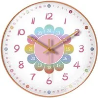 ibettertec Wanduhr Kinderwanduhr, leise und nicht tickend, leicht zu lesen (ohne Ticken.20 cm Quartz geräuschlos Zimmer Jungen Mädchen 8 Zoll)