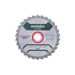 Metabo Sägeblatt precision cut wood - classic 216x2,4/1,6x30, Z30 WZ 22° / - Karton - 628062000