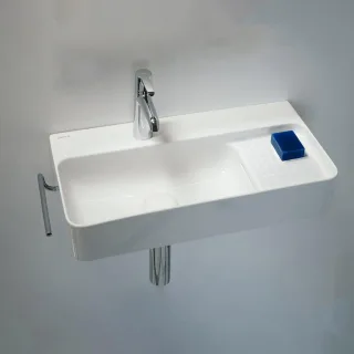 LAUFEN Waschtisch Compact VAL, 1 Hahnloch, mit Überlauf 600x310 mit Halbnasszone rechts weiß, H81528 H8152850001041