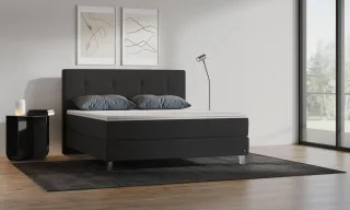 BRUNO Boxspringbett Premium 160x200cm in Schwarz | Matratzen-Härtegrad: Links H2 / Rechts H3 | mehrfach ausgezeichnet in Design & Qualität