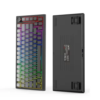 HXSJ X81 Tri-Mode Mechanical Gaming Keyboard with Multi-media Knob 75% 81 Keys RGB Backlit Hot Swappable Gasket Structur