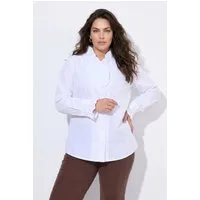 Ulla Popken Longbluse Bluse Rüschenkragen V-Ausschnitt Langarm