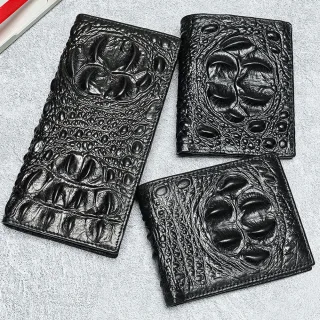 Ekphero Men's Genuine Leather Wallet Crocodile Texture Business Wallet Fashion Cowhide Bifold Money Purse Multi-slot Car