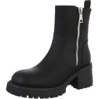 Ital-Design Modischer Damen Stiefel mit Zipper und Blockabsatz Plateaustiefelette (90649138) Blockabsatz Stiefeletten in Schwarz