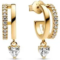 Pandora Paar Creolen 263685C01, für Damen Baumelndes Herz Goldfarben