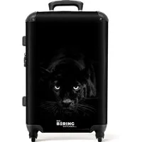 NoBoringSuitcases.com© Hartschalen-Trolley mit leuchtende Räder - Panther - Tiere - Schwarz 67 cm - 72 L, 4 Rollen, Koffer Mittelgroß für 20kg, Suitcase für Erwachsene, Reisekoffer