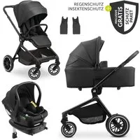 Hauck Kombi-Kinderwagen Move N Care Trio Set - Black, 4in1 Kinderwagen Set mit Babywanne, Babyschale, Isofix Base & Zubehör