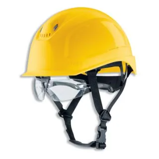 uvex pheos S-KR-IES Schutzhelm mit Kinnriemen - mit Schutzbrille - mit Lüftung - mit Drehradsystem gelb 55 cm - 61 cm - 9772156
