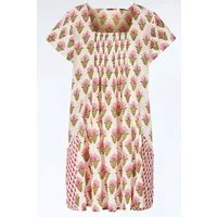 Himalaya Clothing Tunika Kleid Damen mit lebendigem Print aus floralen Motiven atmungsaktiv Blumenkleid aus hochwertiger Bio-Baumwolle
