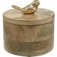 Florists Products Osterfigur Schmuckdose Vogel Frühling Mangoholz Dekobox Holz Natur Gold