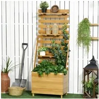 Outsunny Hochbeet mit 3 Schubladen, inkl. Rankhilfe, Wetterbeständig (Blumenbeet, 1 St., Gartenbeet), für Garten, Balkon, Braun