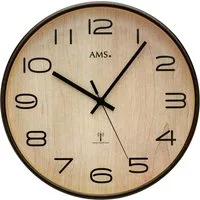 AMS Funkwanduhr F5502 (Quarzuhr,Holz,Wohnzimmer,Esszimmer,Küche,Arbeitszimmer,Büro,Flur)