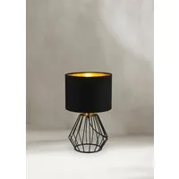 Reality Leuchten Schreibtischlampe Chuck, ohne Leuchtmittel, Leuchtmittel wechselbar, Warmweiß, Fuß in Gitter-Optik, Schirm schwarz-gold Kombi, Höhe 37cm / Ø 20cm