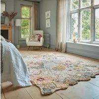 FLAIR RUGS Wollteppich Daphne Floral, 100% Wolle, rechteckig, Höhe: 10 mm, organischen Blumenmotive, Wohnzimmer, Schlafzimmer, Esszimmer