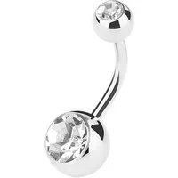 Taffstyle Bauchnabelpiercing Bauchnabelpiercing Doppel Kristall Clear 1,6mm x 14mm x 5mm, Banane Stecker Bauchnabelpiercing Bauchnabel Piercing Schmuck