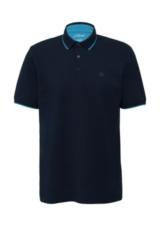 s.Oliver Red Label - Sportives Piqué-Poloshirt mit Kontrast-Details blau - Gr. - 3XL