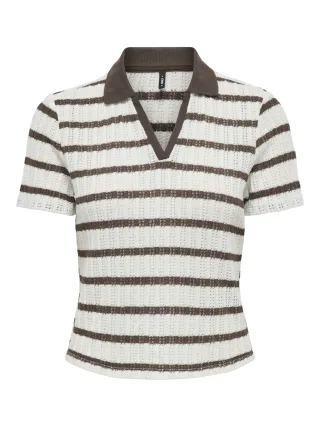 ONLY - ONLHALIA S/S COLLAR TOP BOX JRS Cloud Dancer - Gr. - XS