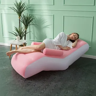 Xmund Folding Lazy Sofa Inflatable Lounge Chair Sofa Thickened Folds Compactly Gaming Lounger Air Bench For Leisure Bed