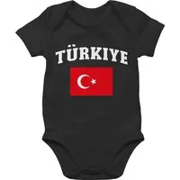 Shirtracer Shirtbody Türkiye Schriftzug mit Flagge, Türkei, Turkey, Türkisch 2026 Fussball WM Fanartikel Baby