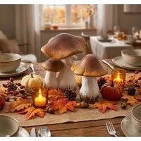 Home-trends24.de Dekofigur Steinpilz Pilz Herbst Deko Pilze Figur Dekofigur braun weiß 2er-Set (2 St)