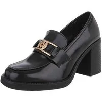 Ital-Design Elegante Absatzschuhe mit Detailverschluss für Damen High-Heel-Pumps (90793461) Blockabsatz Pumps in Schwarz