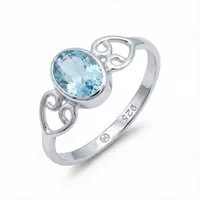 mantraroma Silberring ORITI aus 925 Silber mit blau Topas (Ring mit Schmuckbeutel), Damenring aus 925er Silber