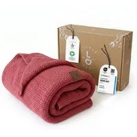 Babydecke Baby Strickdecke, %100 Bio Baumwolle, Atmungsaktiv, 80x100cm, Rot, Little Dedi