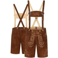 Steigenhöfer Manufaktur Trachtenlederhose Lederhose Herren Tracht kurz - Ludwig - 100% Rindsleder - Kurze Hose (Inklusive verstellbaren Trägern) Traditionelle Echtlederhose - Ideal für Dein Oktoberfest Herren Outfit