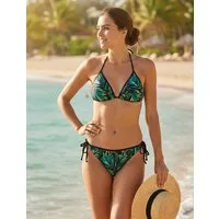 AvaMia Triangel-Bikini Damen Bikini Set Triangel 2222 Jungel Dschungel Schwarz (Bikinihose und Bikinitop) Damen Bikini Set Triangel Jungel Dschungel Schwarz