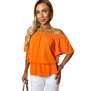 AX Paris - Schulterfreies Top für Damen, Kräuselsaum (Orange)
