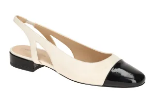 Peter Kaiser 9-79440-44 Sling Pumps Wei? - offwhite/black Echtleder Glatt Lac...