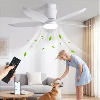 oyajia Deckenventilator 70W 5 Flügeln Deckenventilator mit Beleuchtung,LED Deckenleuchte 110cm, Dimmbare Deckenleuchte mit Fernbedienung für Schlafzimmer, Wohnzimmer