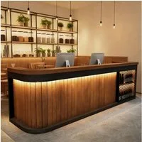 Muxing Empfangstheke Bartresen Empfangstheke Holzoptik Braun für Bar Restaurant Café (1-St)