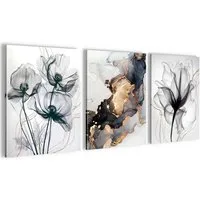 Novart Wandbild Wohnzimmer Blumen Schwarz Abstrakt Feuer