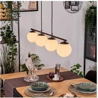 hofstein Pendelleuchte Hängelampe aus Metall/Glas in Schwarz/Weiß/Milchglas, Hängeleuchte im modernen Retro/Vintage-Design (15 cm), 4 x E14