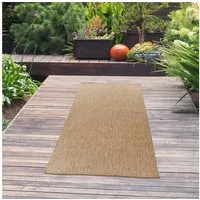 TeppichHome24 Outdoorteppich Zeitloser In- & Outdoorteppich wetterfest und pflegeleicht in Beige, Rechteckig, Höhe: 5 mm