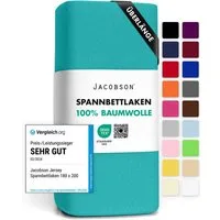 Jacobson Spannbettlaken BOXSPRING & ÜBERLÄNGE aus 100% Baumwolle, für hohe & lange Matratzen, Jersey Bettlaken 160 g/m²