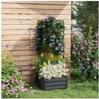 Outsunny Hochbeet mit Rankhilfe, offenem Boden (Gemüsebeet, 1 St., Blumenkasten), Dunkelgrau, 61 x 61 x 140 cm