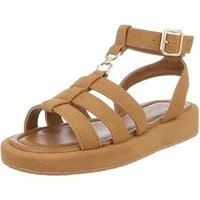 Ital-Design Beige Sandalen mit verstellbaren Riemen für Damen Riemchensandalette (89372494) Keilabsatz/Wedge Riemchensandalen in Camel