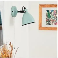 hofstein Wandleuchte »Spadacenta« Wandlampe, Metall, Türkis matt/Weiß/Schwarz, ohne Leuchtmittel, Leuchte Retro/Vintage-Design mit Zugschnur,E14, verstellbarer Strahler