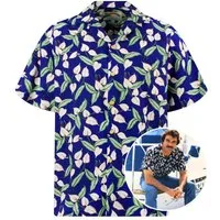 Paradise Found Hawaiihemd Tom Selleck "Green Leaves" Original Hawaiihemd Kurzarm Front-Tasche