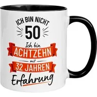 Momentals Tasse 50 Geburtstag Mann – „Nicht 50 – Ich hab Erfahrung“ – Geschenk Männer, Gratis Versand · Links-&Rechtshänder · Spülmaschinenfest