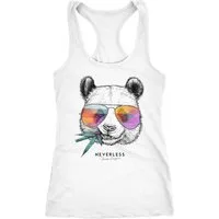 Neverless Tanktop Damen Tank-Top Panda Bär Aufdruck Tiermotiv mit Sonnenbrille Fashion