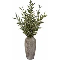 Kunstpflanze Olivenzweige mit Vase mediterrane Dekopflanze, UNUS HOME, Kunstpflanze, Kunstblume, Olive, mit Vase, mediterran