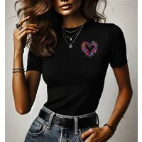RMK Print-Shirt T-Shirt Damen Kurzarm Love Liebe Herz Heart Rundhals aus 100% Baumwolle
