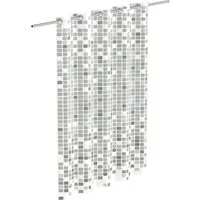 Eisl Duschvorhang Mosaik GRAU Breite 180 cm, waschbarer Antischimmel Vorhang (Höhe 200 cm), graues Mosaik-Design