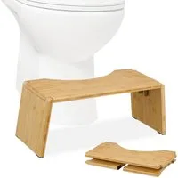 relaxdays Badhocker Klappbarer Toilettenhocker aus Bambus