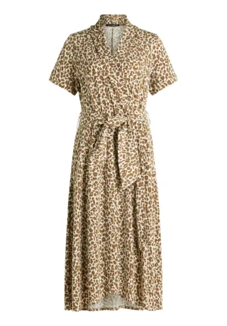Betty Barclay - Midikleid in Wickeloptik mit Animalprint beige - Gr. - 38